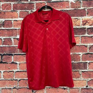 Chaps 78 Golf Shirt Stay Dry Men Size Large L Red 1/4 Button Polyester Red